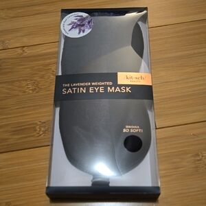 Kitsch Lavender Weighted Satin Eye Mask in Black